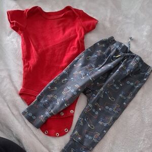 5/$25-Joe Fresh Charcoal Baby Outfit with Dinosaur Design